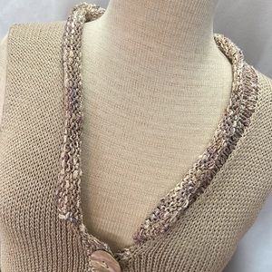 Vintage Ani Barrie Ecru Hand Loomed Cardigan Vest Size Medium